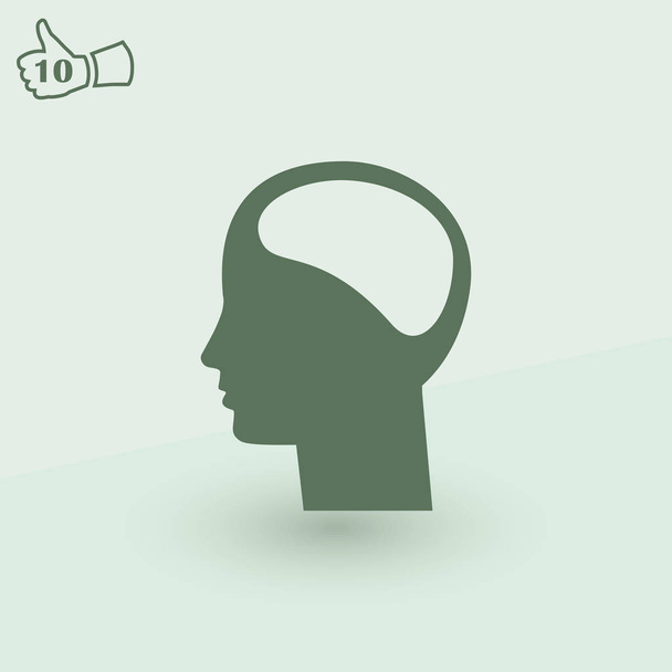 Человеческая голова и мозговой силуэт
 - Вектор,изображение