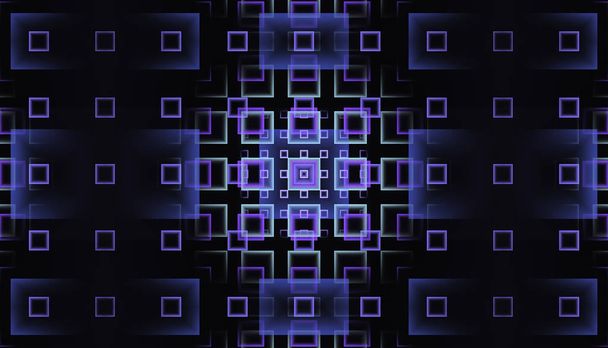 Abstract fractal design with glowing purple gradient rectangles - Fotoğraf, Görsel