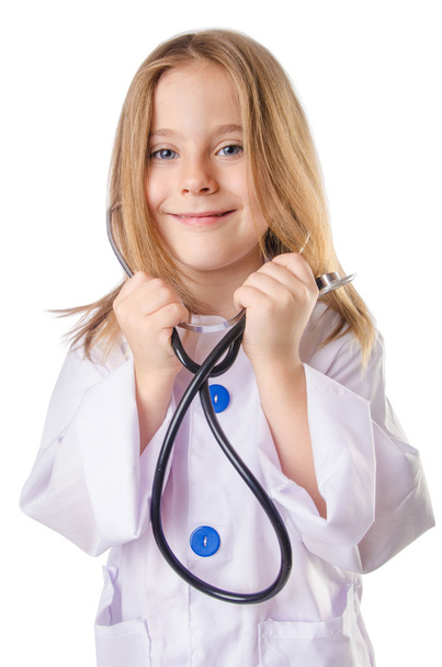 Маленька дівчинка в костюмі лікаря
 - Фото, зображення