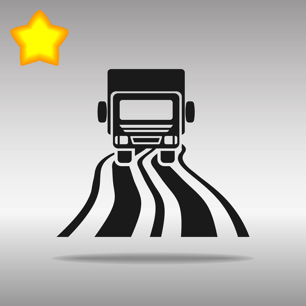 caminhão preto na estrada ícone botão logotipo símbolo conceito de alta qualidade
 - Vetor, Imagem