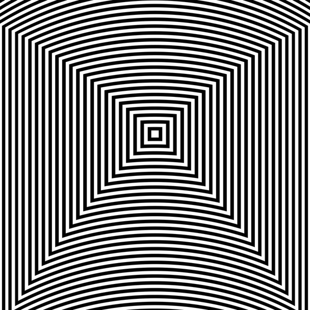 Abstract ιστορικό τέχνης οπτική ψευδαίσθηση. Μαύρο και άσπρο μονόχρωμη υπνωτικό τετράγωνο μοτίβο γεωμετρικών. - Διάνυσμα, εικόνα