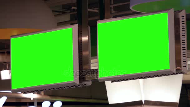 Cartelera verde para su anuncio en tv inside food court en el centro comercial Burnaby
. - Imágenes, Vídeo