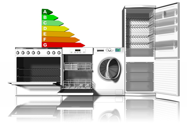 Electrodomésticos de ahorro de energía - Ilustración 3D
 - Foto, imagen