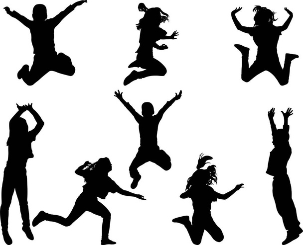 Onnelliset lapset hyppäävät - vektori
 - Vektori, kuva