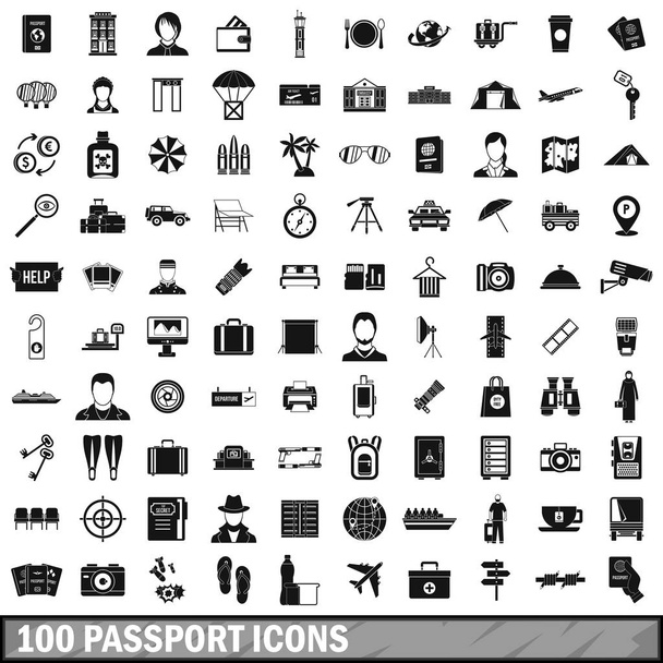 Ensemble de 100 icônes passeport, style simple
 - Vecteur, image