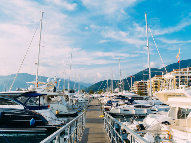 Yacht Porto Montenegro. Elite area of Tivat - Фото, изображение
