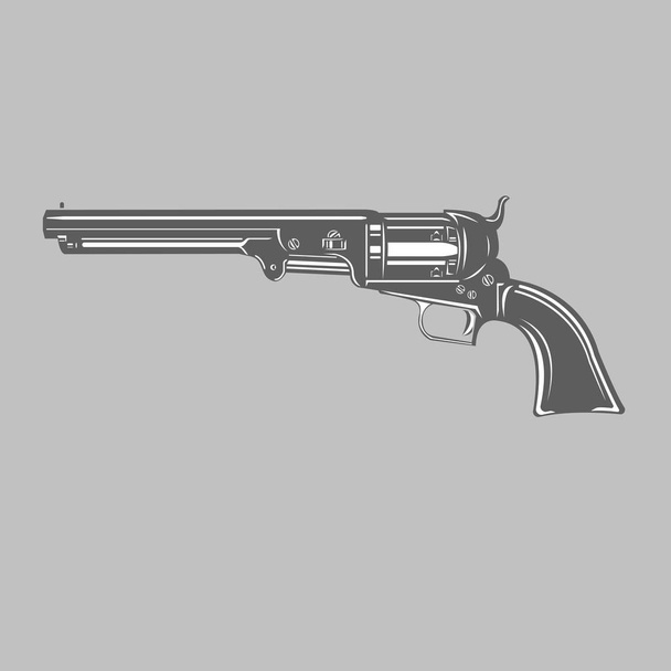 Vintage revolver isolated vector illustration. Classic armament. Legendary handgun - Vektör, Görsel