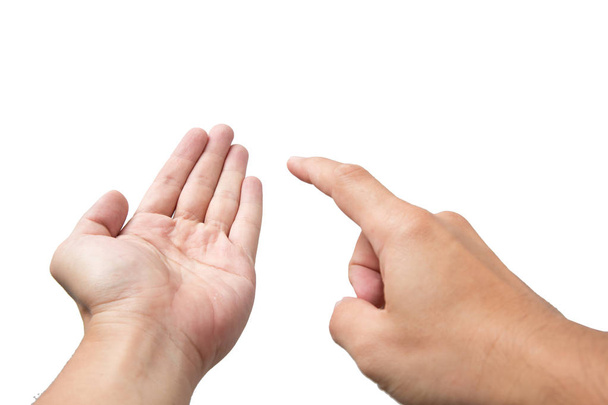 mão dedo dedo toque vazio palma almofada isolada no branco
 - Foto, Imagem