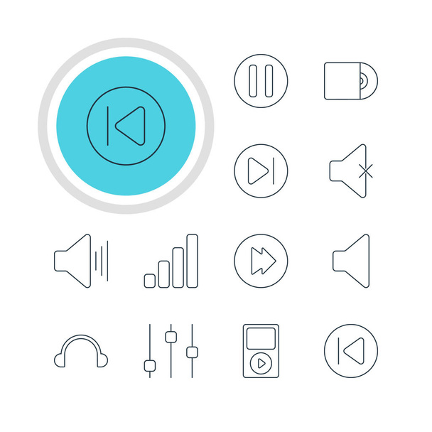 Vector Illustration Of 12 Melody Icons. Editable Pack Of Lag, Stabilizer, Mp3 And Other Elements. - Vector, Imagen