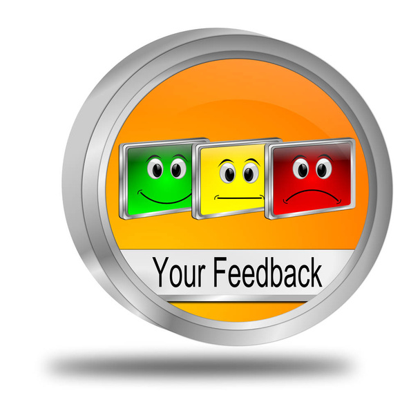 Seu botão de feedback - ilustração 3D
 - Foto, Imagem