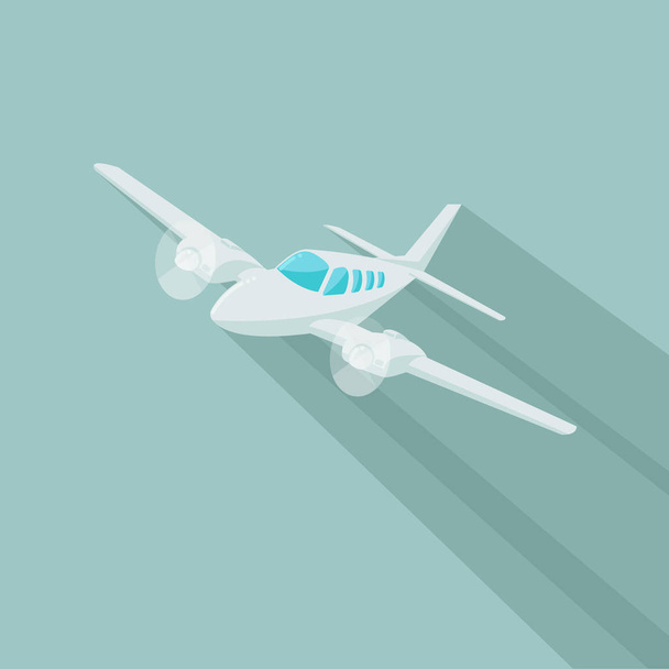 Small plane vector illustration. Twin engine propelled passenger aircraft.  Vector illustration - Vektör, Görsel