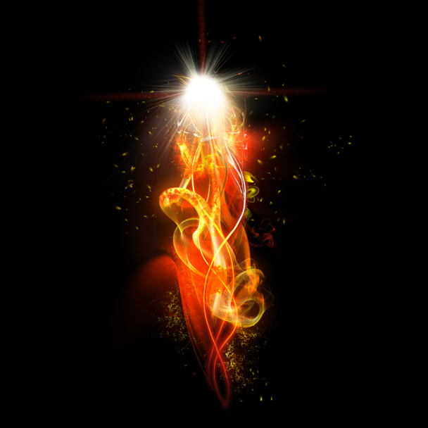 Feuerfunken und Flammen mit realistischem hellen Blitz und glühendem Funkenflug - Foto, Bild