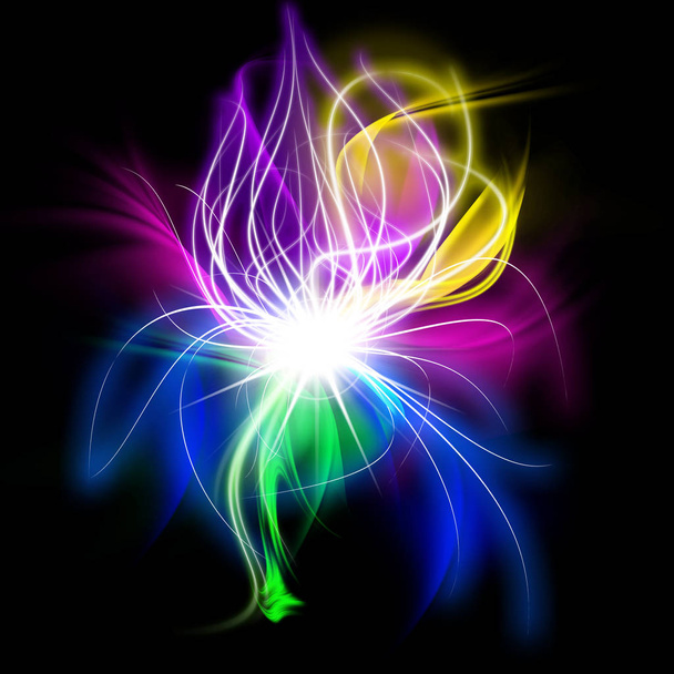 Forma de luz abstracta colorida con efecto fractal, resplandor brillante con ondas brillantes de líneas
 - Foto, imagen