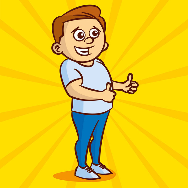 Successful young man with approval gesture - Vector, afbeelding