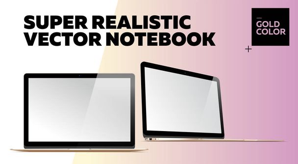 Super Realistic Vector Notebook with Blank Screen.  - Vector, Image