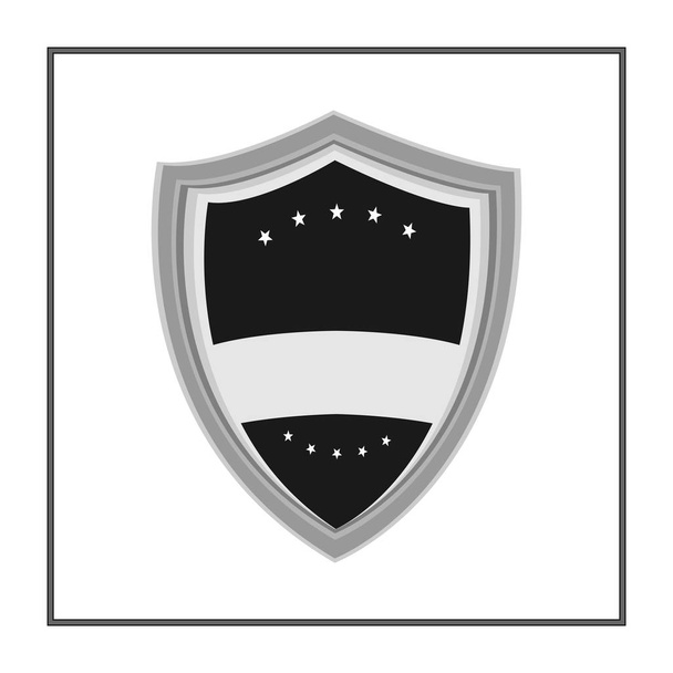 Schild met lint en sterren in trendy vlakke stijl geïsoleerd op een witte achtergrond. Herald logo en middeleeuwse Shield symbool voor uw web site design, logo. Vectorillustratie. Eps10. - Vector, afbeelding