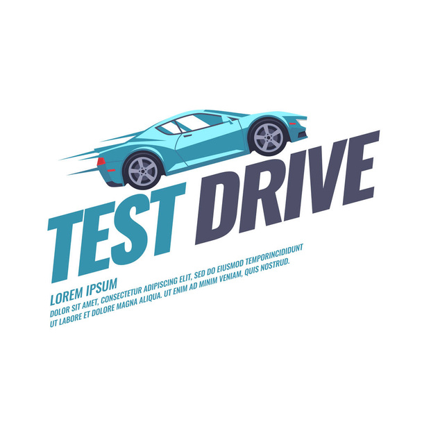 Moderno poster test drive con l'auto
 - Vettoriali, immagini
