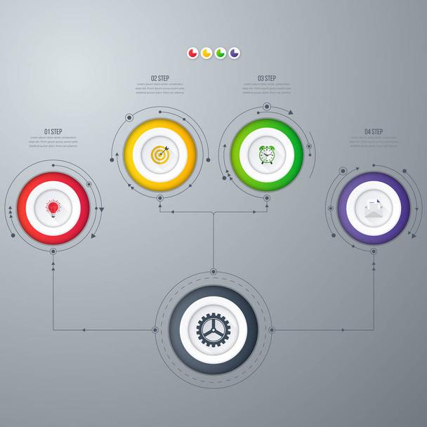 Infographics template four options with circle - Вектор, зображення