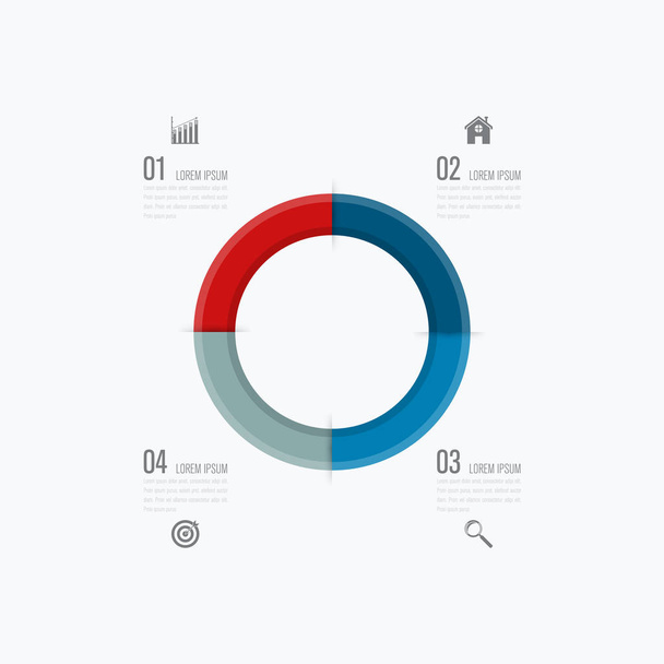Infographics template four options with circle - Vector, Imagen