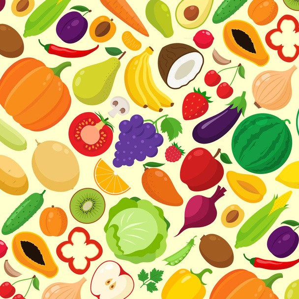野菜や果物のベクトルの背景 - ベクター画像