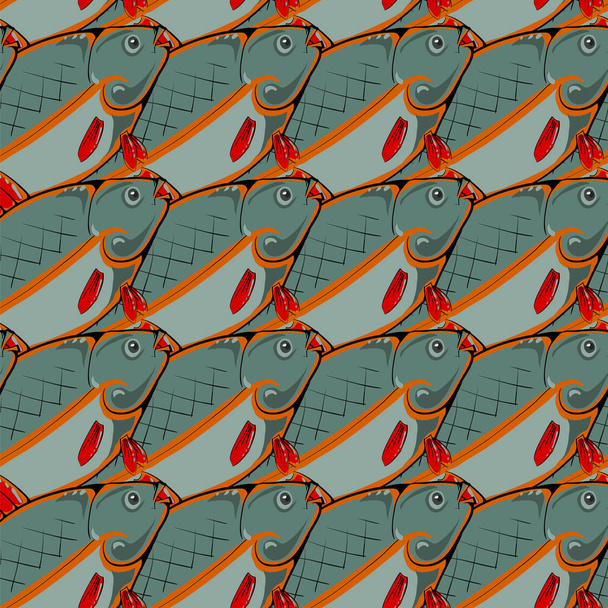 Seamless Fish Pattern - Vector, Image