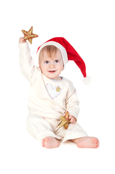 Smiling baby girl in Santa hat - Photo, Image
