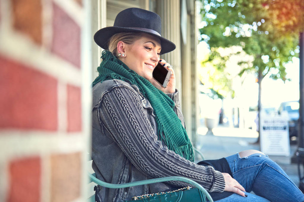 Woman on Phone Call with Mobile Device - Photo, Image