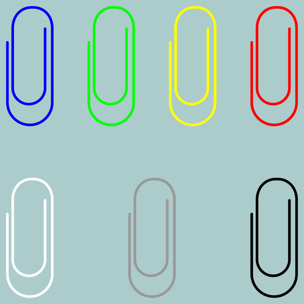 Clip blue green yellow red white grey black icon. - Vector, Image