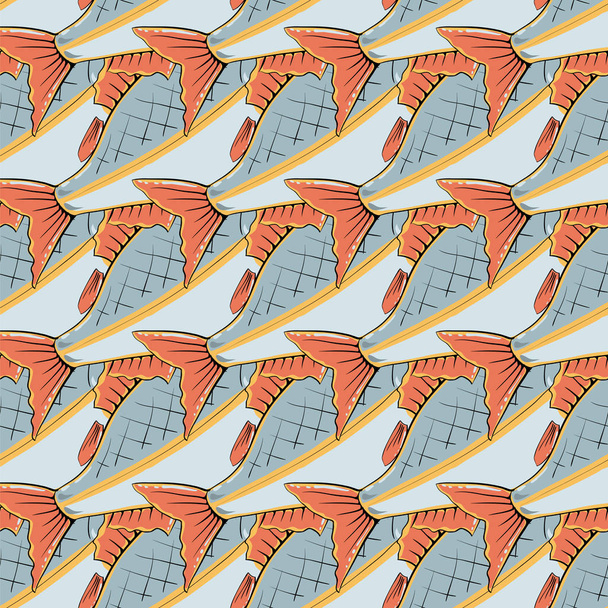Fresh Fishes Seamless Sea Food Pattern - Vector, Image