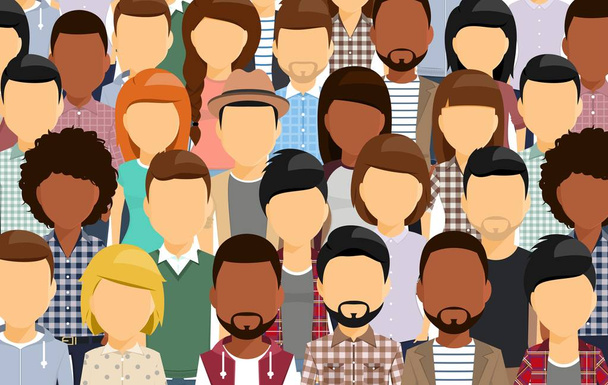 A large group of people standing one behind the other. - Vector, Image