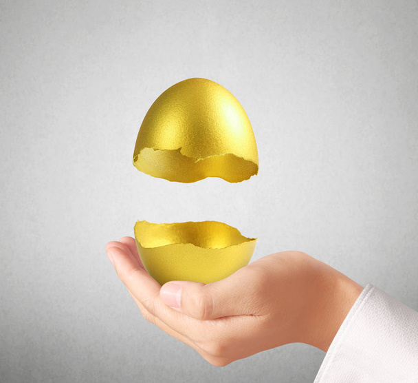 Hand Holding  golden eggs - Photo, Image