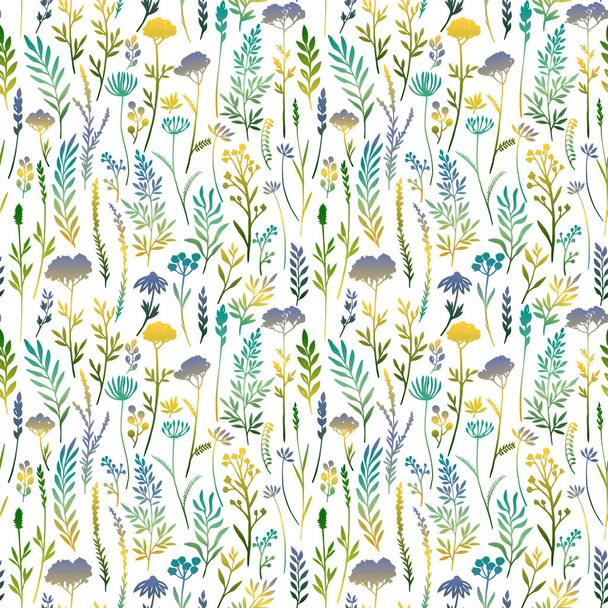 vector seamless pattern with color plants - Vecteur, image