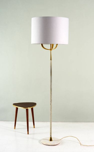 Electric floor lamp and tripod stool - Photo, Image