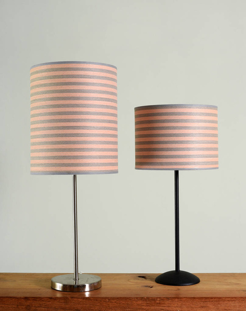 Two metal lamps with striped shades - Photo, Image