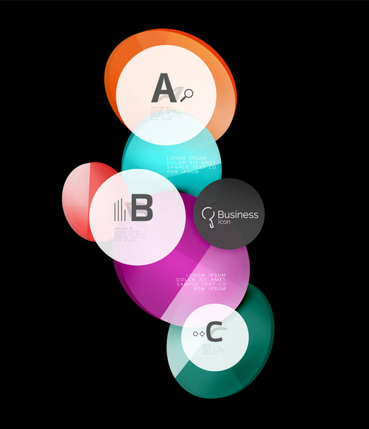 Círculos de cor de vidro - elementos infográficos em preto
 - Vetor, Imagem