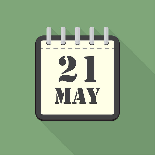 Ημερολόγιο με 21 Μαΐου για μια επίπεδη σχεδίαση. Εικονογράφηση διάνυσμα - Διάνυσμα, εικόνα