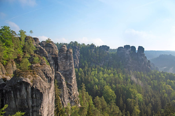 Mystical landscape with rocks near Rathen, Germany, Europe (Sach - Photo, image