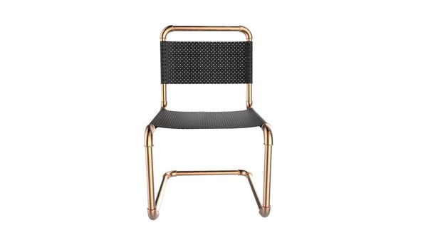3 boru parçaları yapılmış yaratıcı manivela sandalye tasarımı izole - Fotoğraf, Görsel