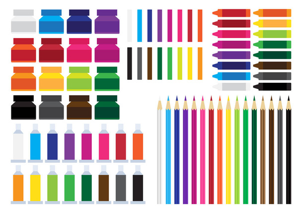 artist color stationary flat design - Vector, Image