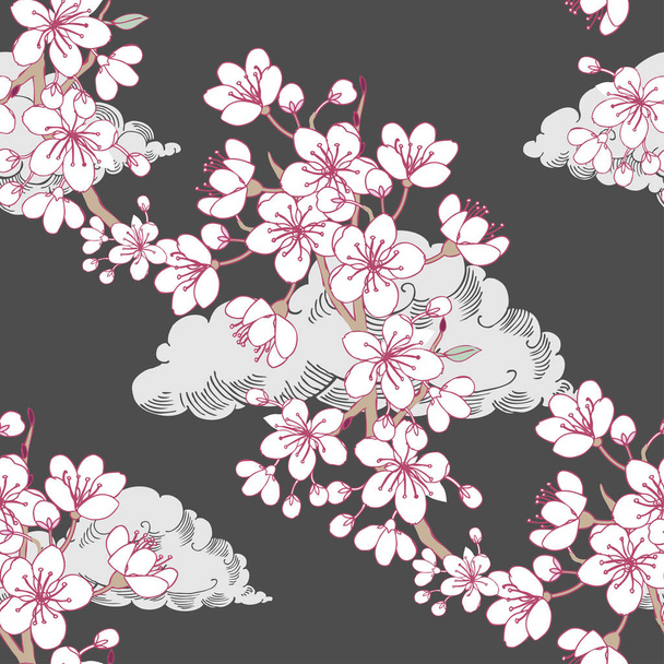 Χωρίς ραφή πρότυπο με sakura - Διάνυσμα, εικόνα