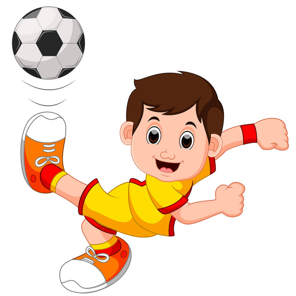 Boy cartoon playing football - Διάνυσμα, εικόνα