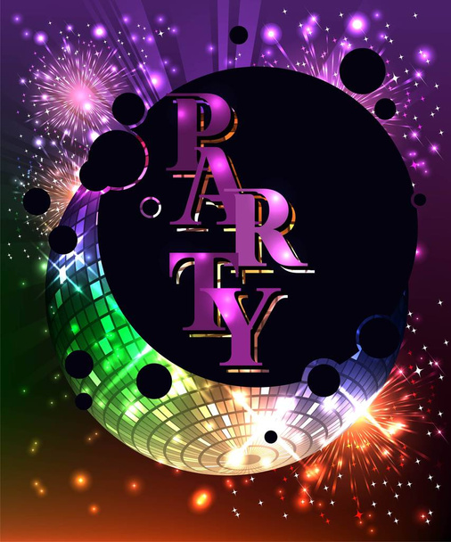 Sparkling disco ball. Night party - Vector, imagen