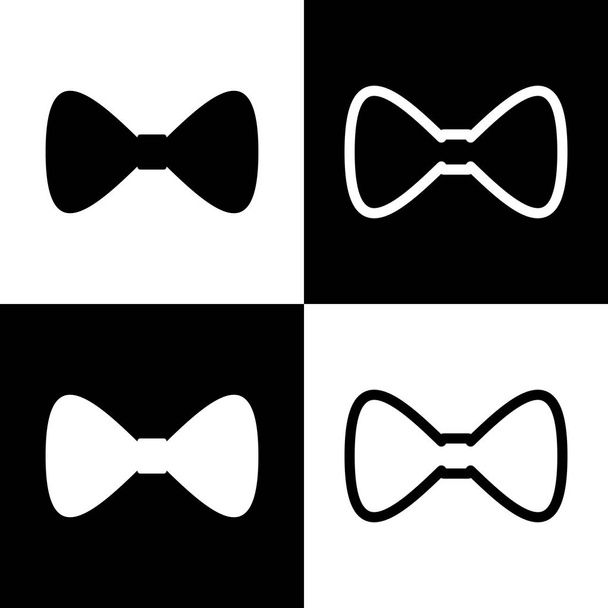 Bow Tie icon. Vector. Black and white icons and line icon on chess board. - Vector, Image