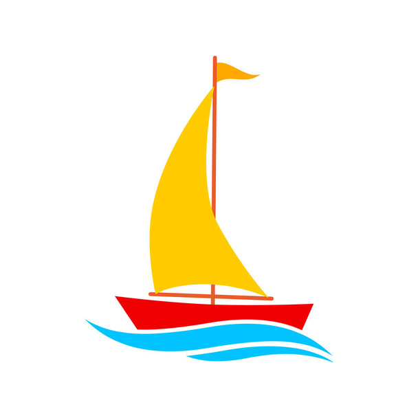  ホワイトの背景に帆船のベクトルアイコン - ベクター画像
