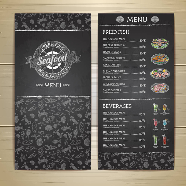 Chalk drawing restaurant menu design - Vector, Image