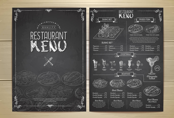 チョークのレストラン メニューのデザインを描画 - ベクター画像