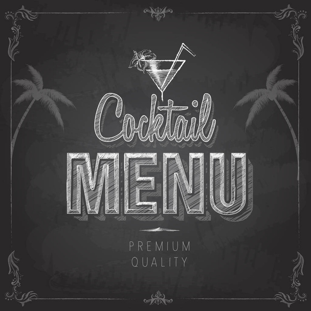 Chalk drawing typography cocktail menu design - Vetor, Imagem