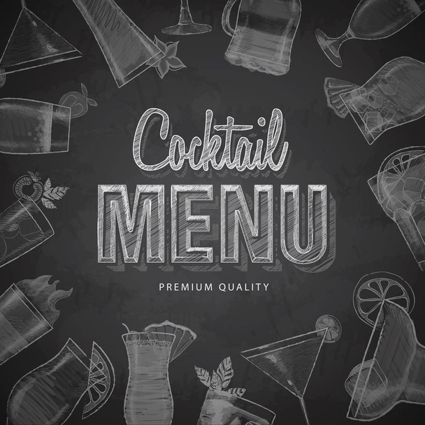 Chalk drawing typography cocktail menu design - Vector, imagen