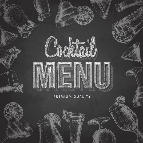 Chalk drawing typography cocktail menu design - Vektor, Bild
