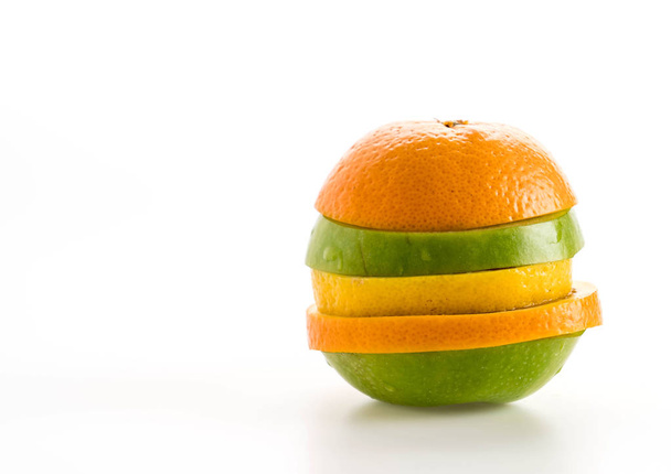 sliced apples and orange fruit - Foto, Imagem